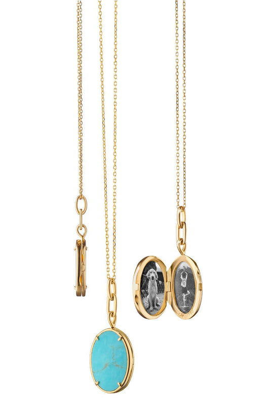 Turquoise Elle Slim Locket Necklace-YELLOW GOLD-17-JEWELRYFINE JEWELNECKLACE O-MONICA RICH KOSANN