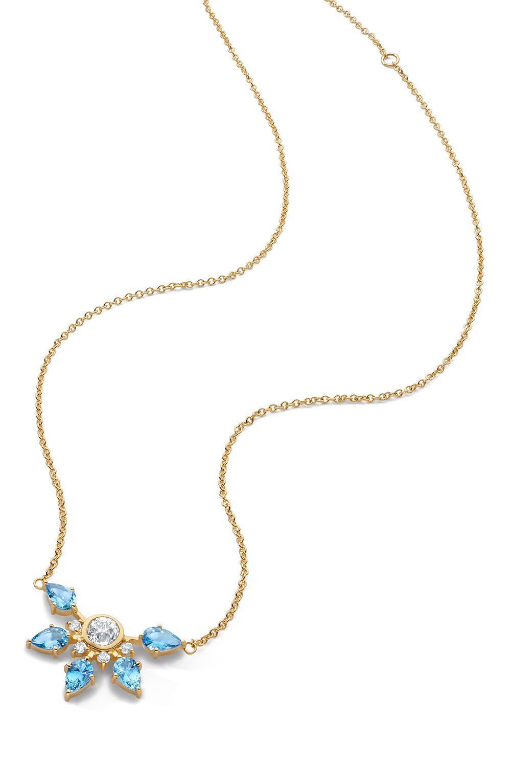 MONICA RICH KOSANN-SPECIAL EDITION AQUAMARINE GOLD STAR NECKLACE-YELLOW GOLD