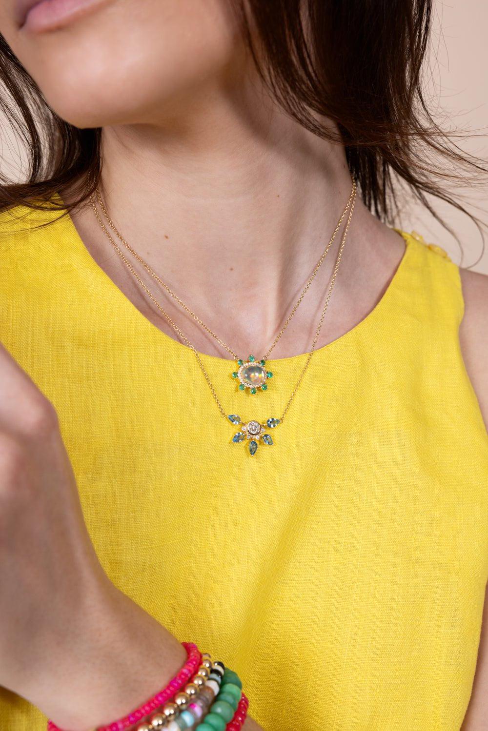 MONICA RICH KOSANN-Special Edition Mexican Water Opal Star Necklace-YELLOW GOLD