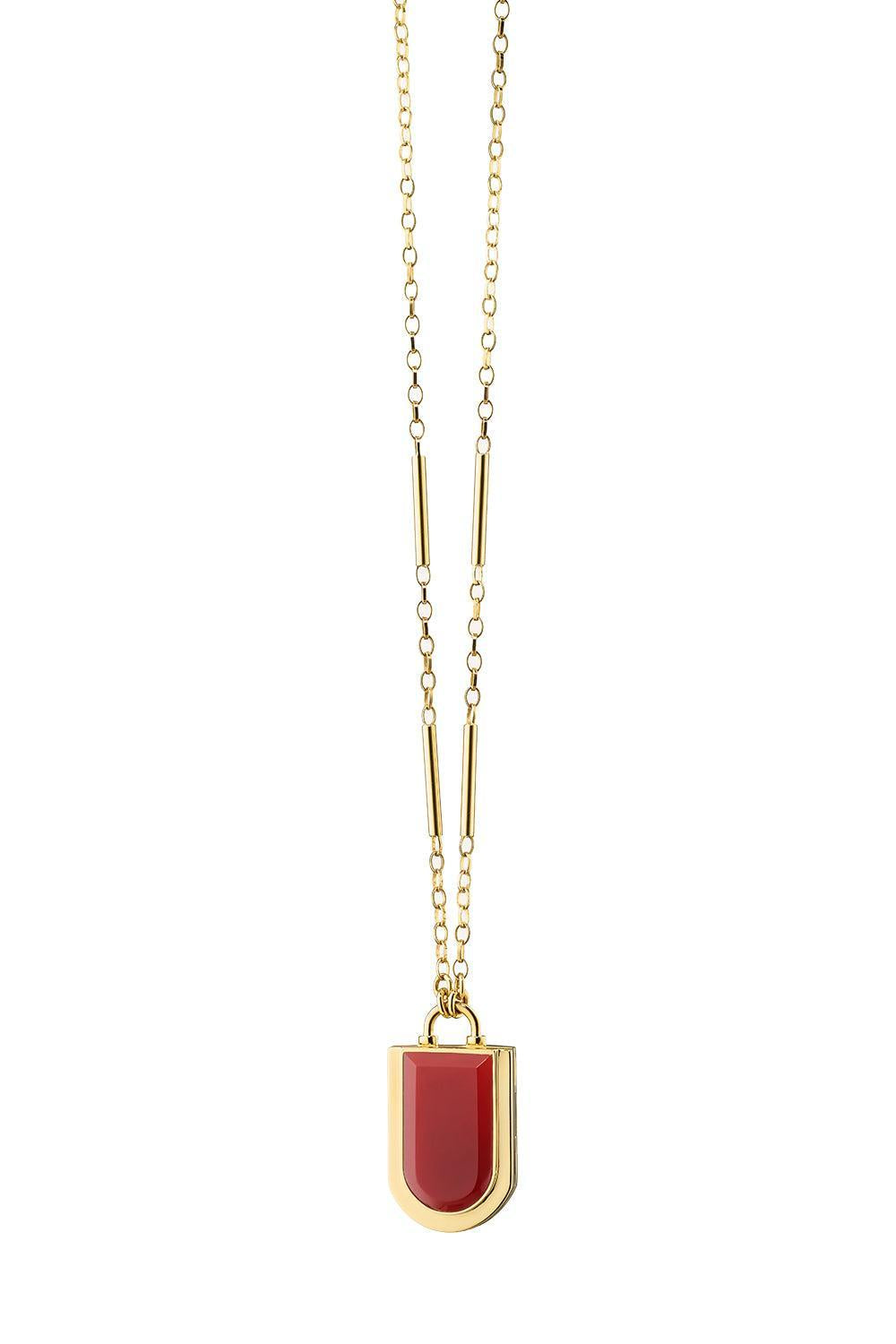 Carnelian Deco Locket Necklace-YELLOW GOLD-22-JEWELRYFINE JEWELNECKLACE O-MONICA RICH KOSANN