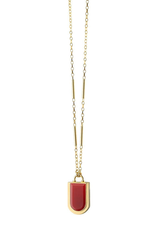 Carnelian Deco Locket Necklace-YELLOW GOLD-22-JEWELRYFINE JEWELNECKLACE O-MONICA RICH KOSANN