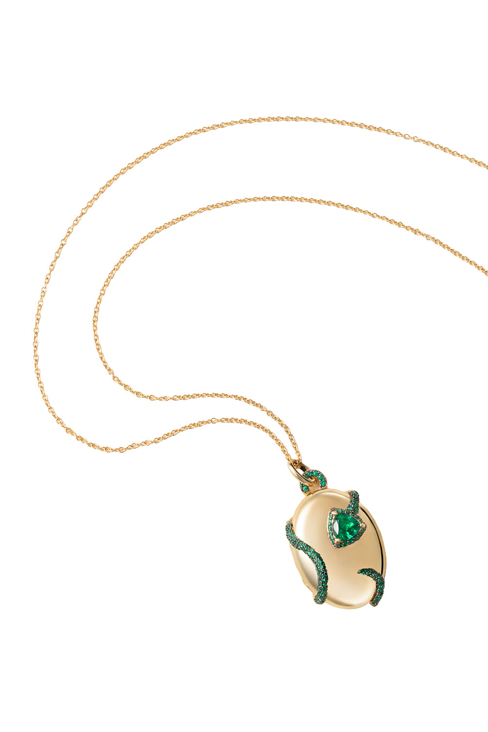 Emerald Snake Locket Necklace-YELLOW GOLD-22-JEWELRYFINE JEWELNECKLACE O-MONICA RICH KOSANN