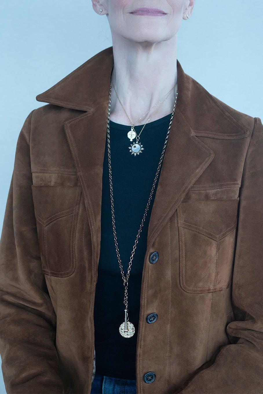 MONICA RICH KOSANN-3 Charm Station Necklace-YELLOW GOLD