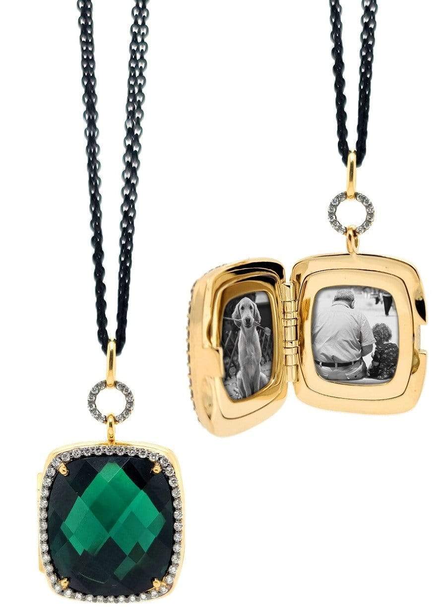 MONICA RICH KOSANN-Blue and Green Tourmaline Locket Necklace-YELLOW GOLD