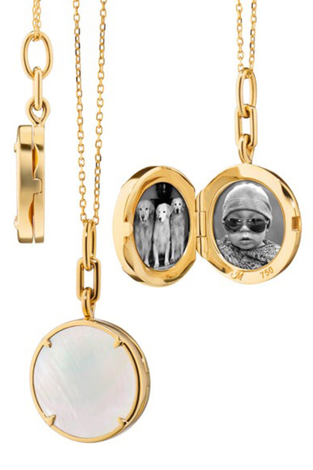 MONICA RICH KOSANN-Brooke Stone Slim Locket Necklace-YELLOW GOLD