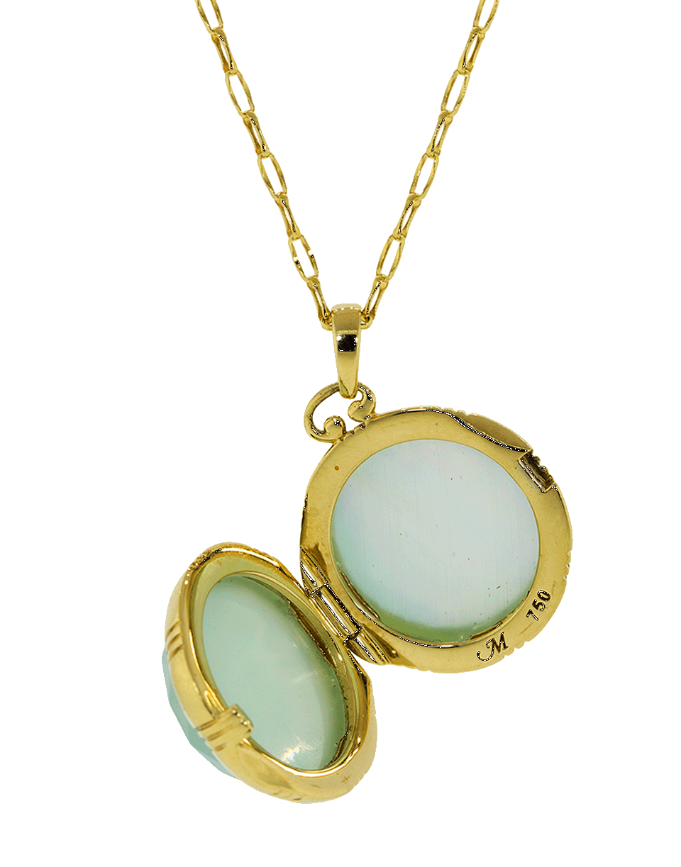 MONICA RICH KOSANN-Calcite Petite Locket Necklace-YELLOW GOLD