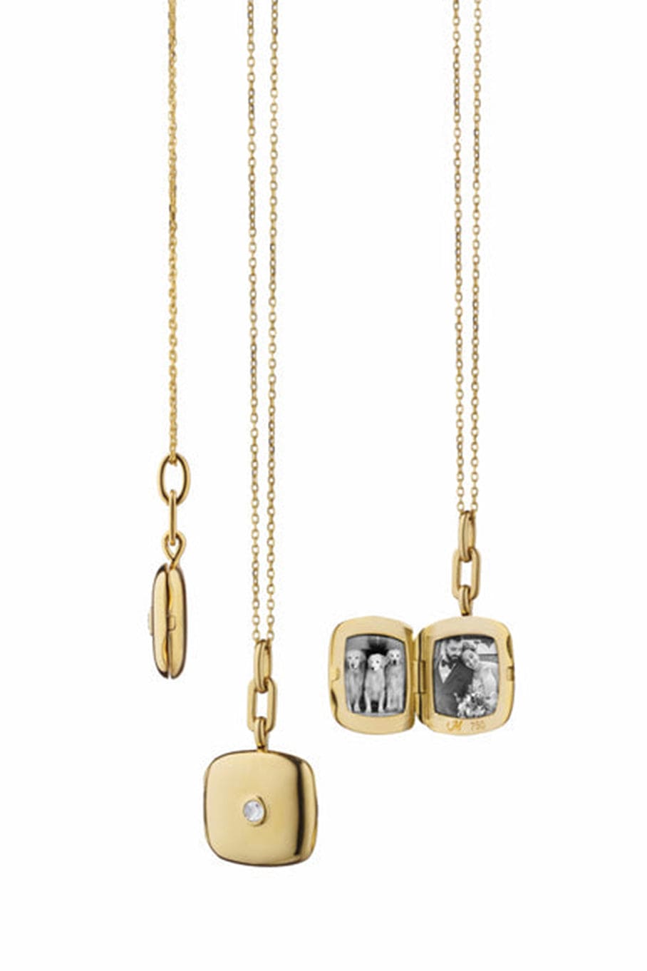 MONICA RICH KOSANN-Cushion Viv Locket with Diamond Necklace-YELLOW GOLD