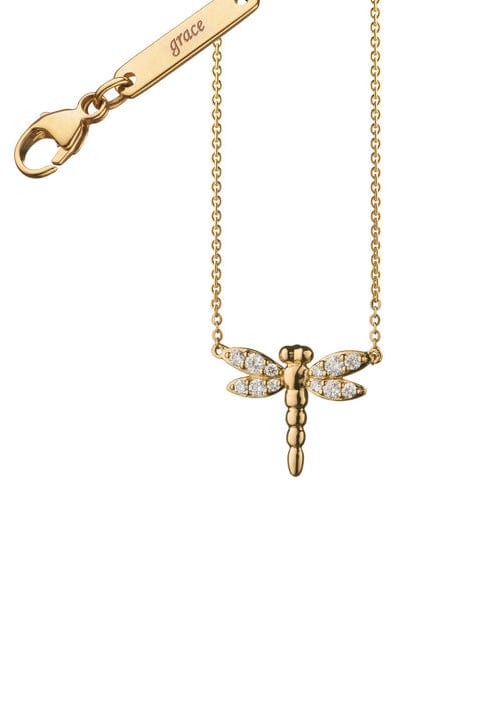 MONICA RICH KOSANN-Diamond Critter Dragonfly Necklace-YELLOW GOLD