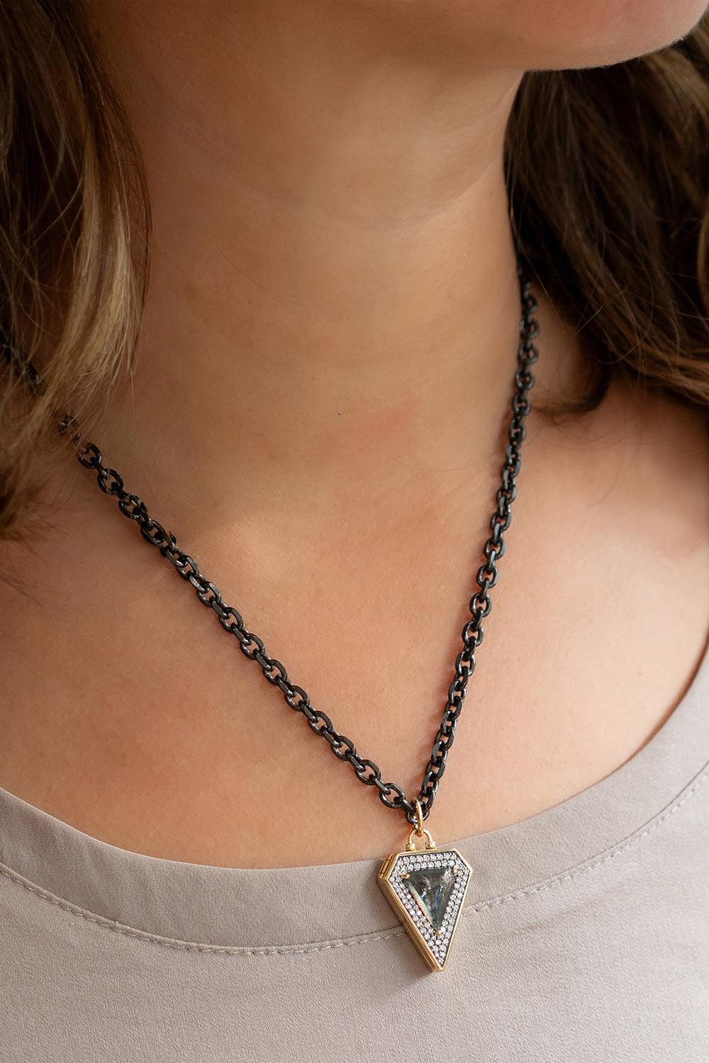 Diamond Fearless Shield Locket Necklace-YELLOW GOLD-JEWELRYFINE JEWELNECKLACE O-MONICA RICH KOSANN