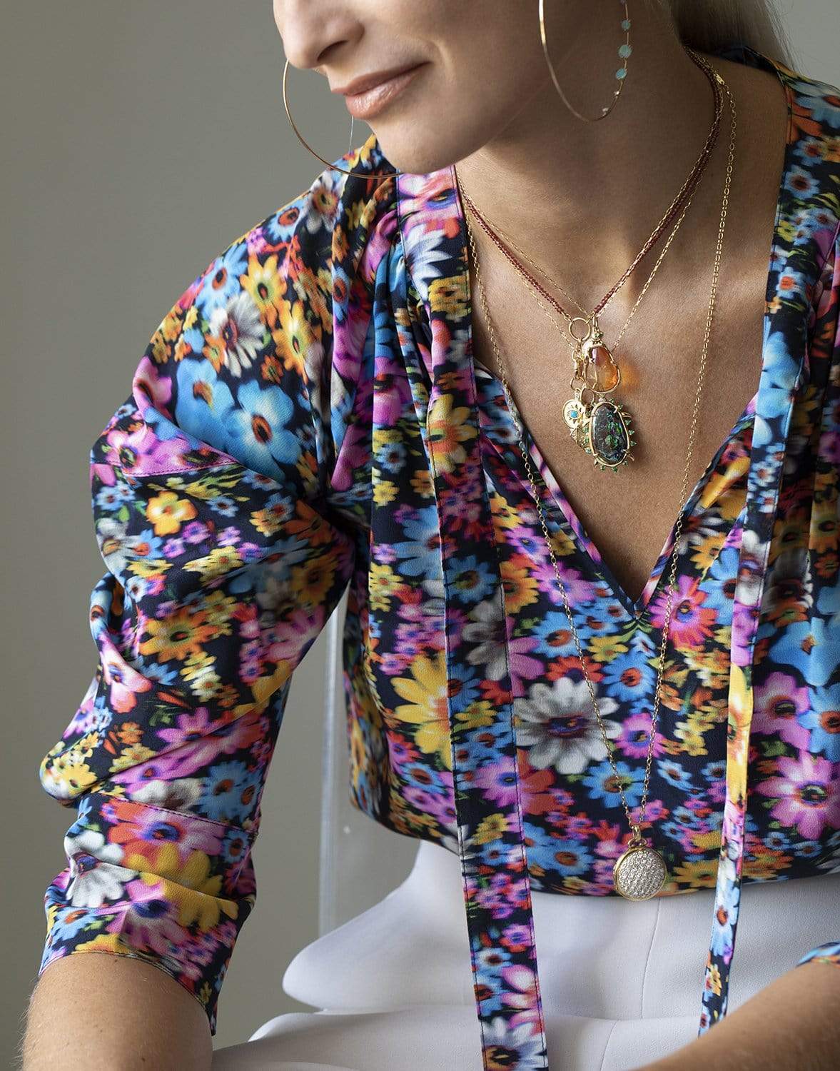 MONICA RICH KOSANN-Fire Opal Chameleon Charm Necklace-YELLOW GOLD