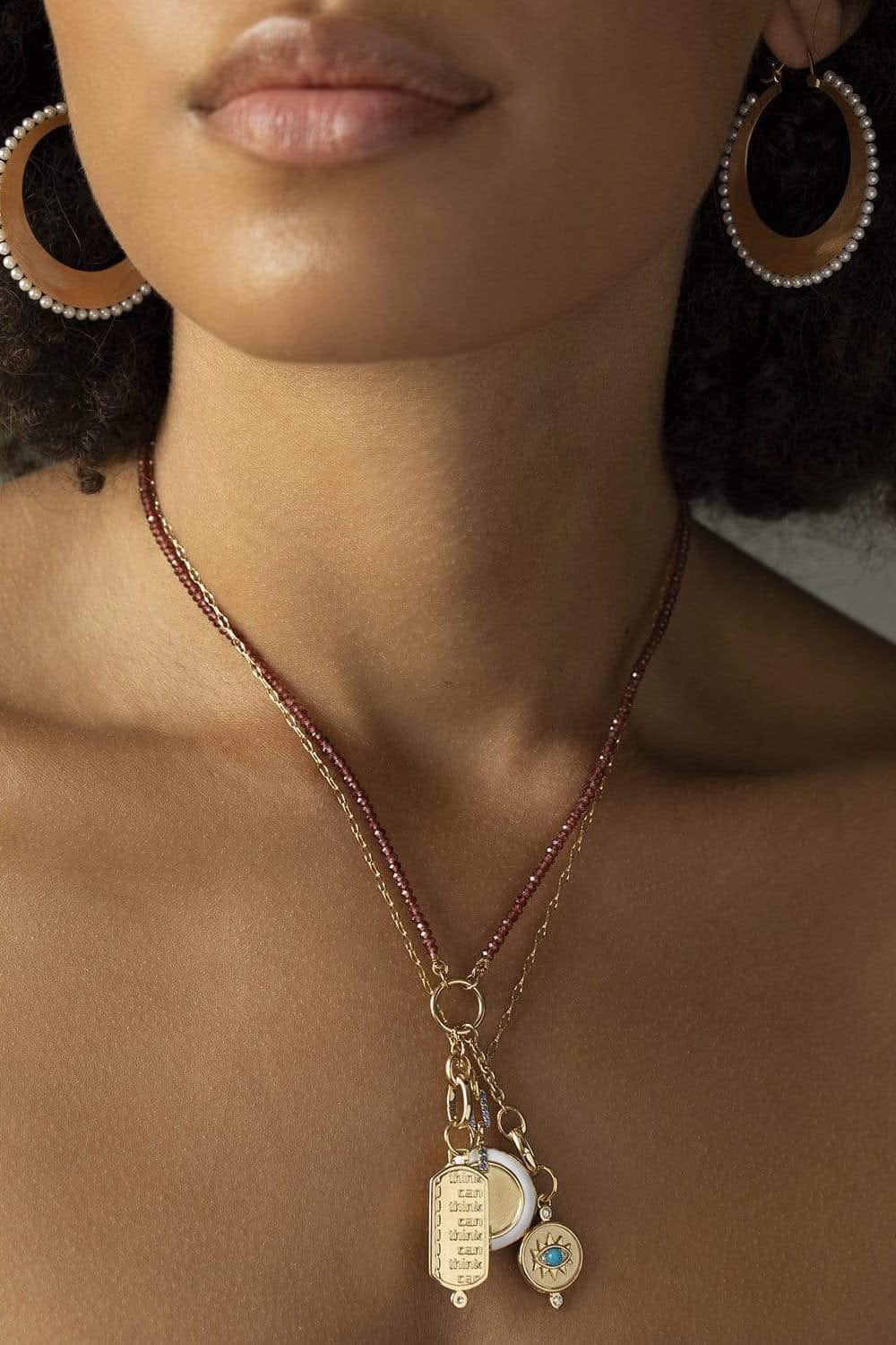 MONICA RICH KOSANN-Garnet 2 Charm Station Necklace-YELLOW GOLD