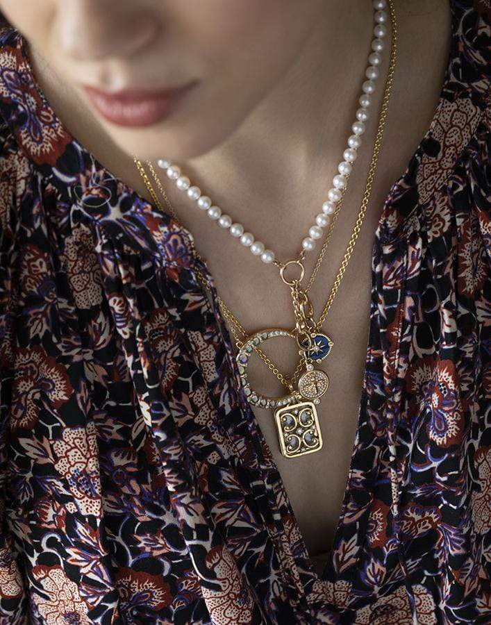 MONICA RICH KOSANN-Gate Frame Diamond Locket Necklace-YELLOW GOLD