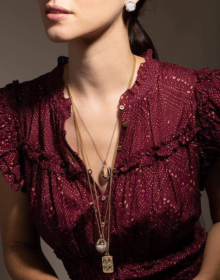 MONICA RICH KOSANN-Gate Frame Diamond Locket Necklace-YELLOW GOLD