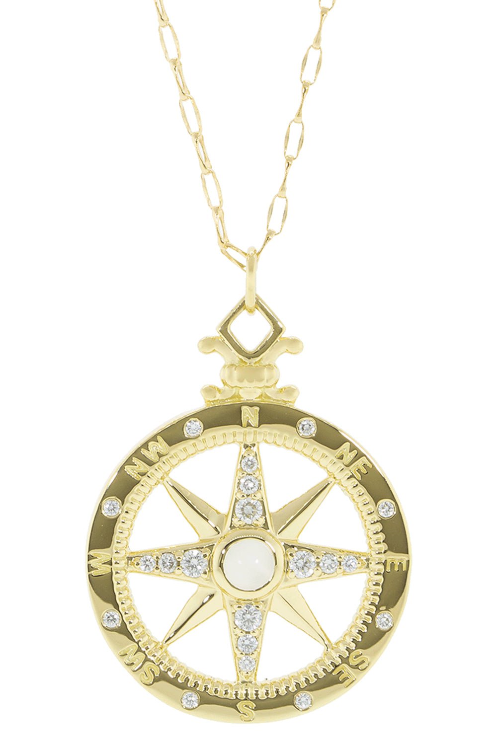MONICA RICH KOSANN-Global Compass Global Pendant Necklace-YELLOW GOLD