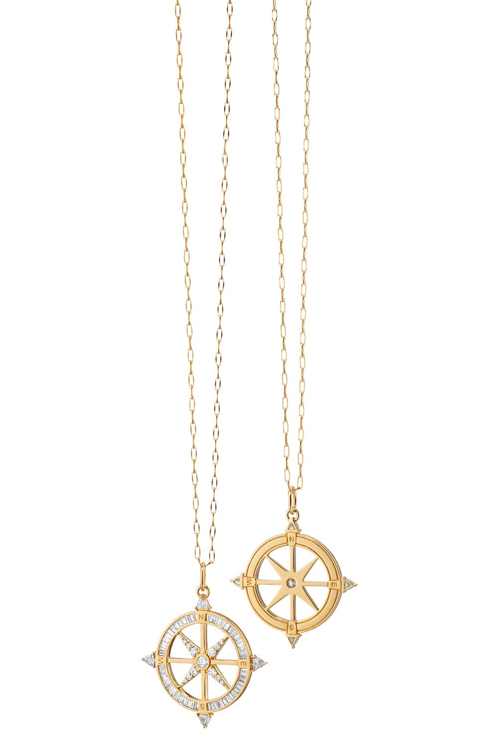 MONICA RICH KOSANN-Large Diamond Compass Necklace-YELLOW GOLD