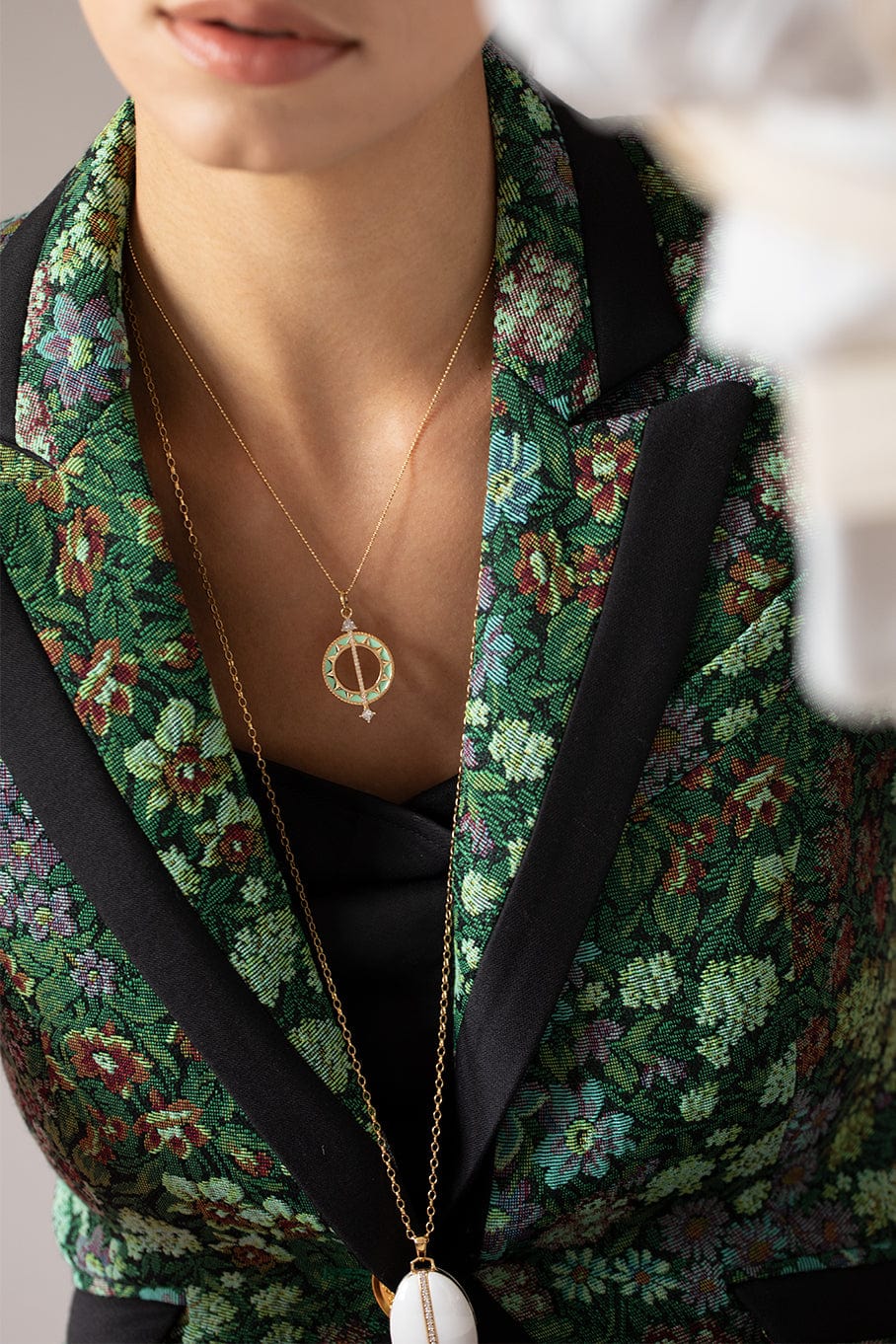MONICA RICH KOSANN-Large Sundial Charm Necklace-YELLOW GOLD