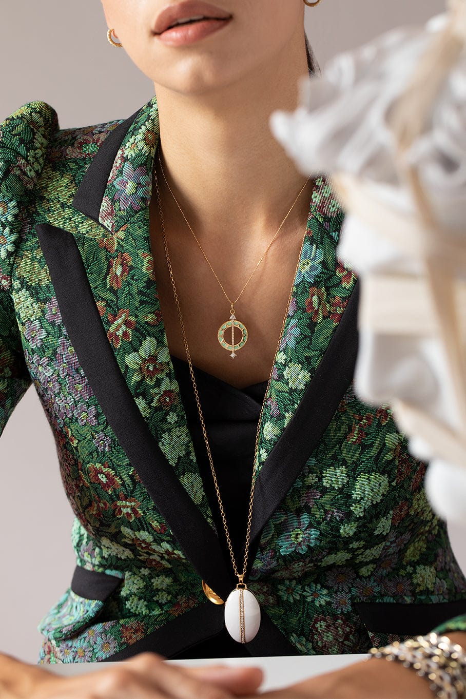 MONICA RICH KOSANN-Large Sundial Charm Necklace-YELLOW GOLD
