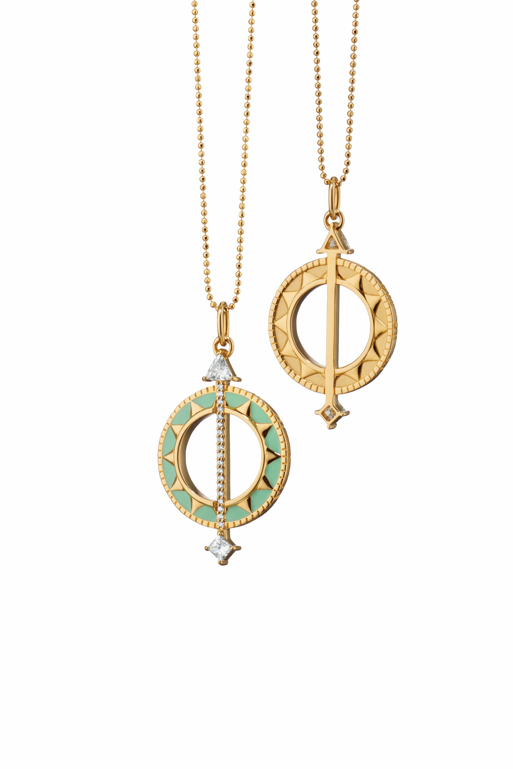 MONICA RICH KOSANN-Large Sundial Charm Necklace-YELLOW GOLD