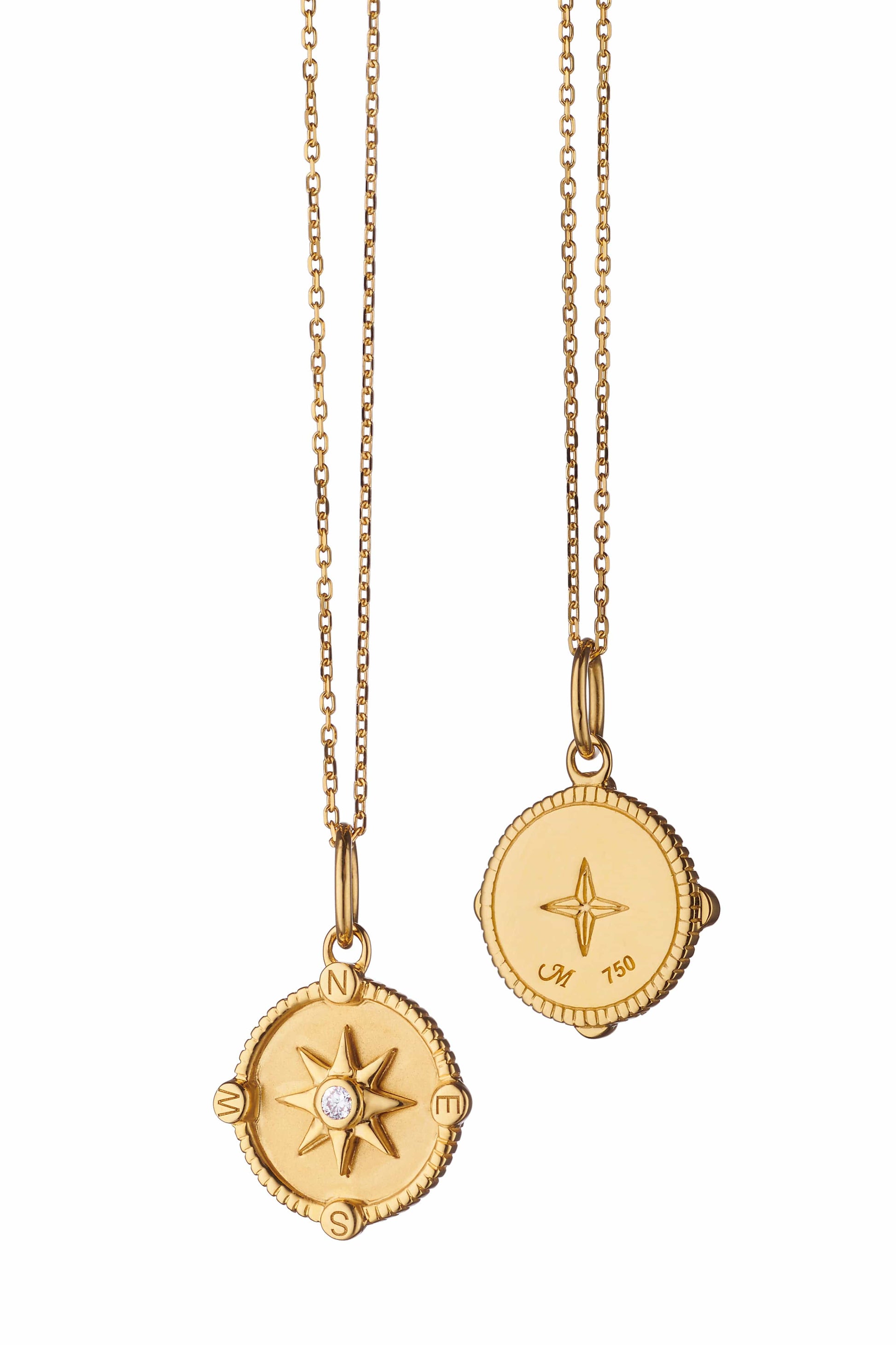 MONICA RICH KOSANN-Mini Adventure Compass Charm Necklace-YELLOW GOLD