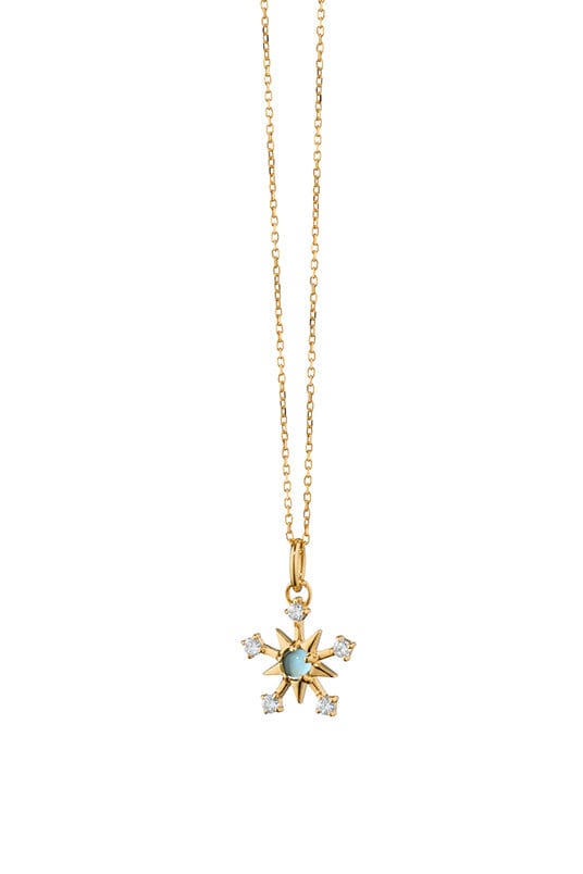 MONICA RICH KOSANN-Mini Aquamarine Star Charm-YELLOW GOLD