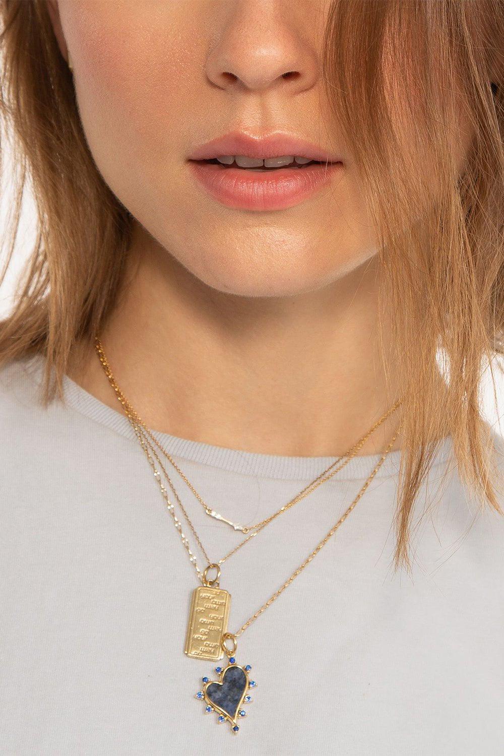 MONICA RICH KOSANN-Mini Heart Charm Pendant Necklace-YELLOW GOLD