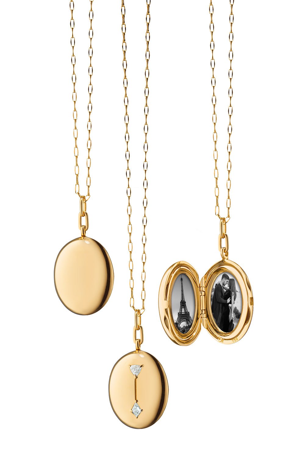 MONICA RICH KOSANN-Oval Locket Necklace-YELLOW GOLD