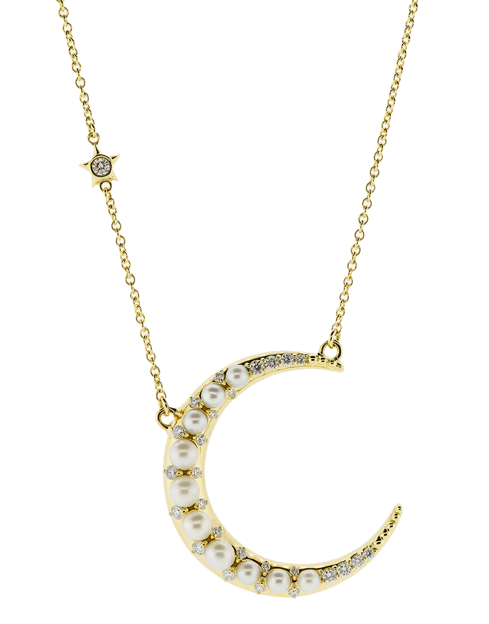 MONICA RICH KOSANN-Pearl Crescent Moon Necklace-YELLOW GOLD