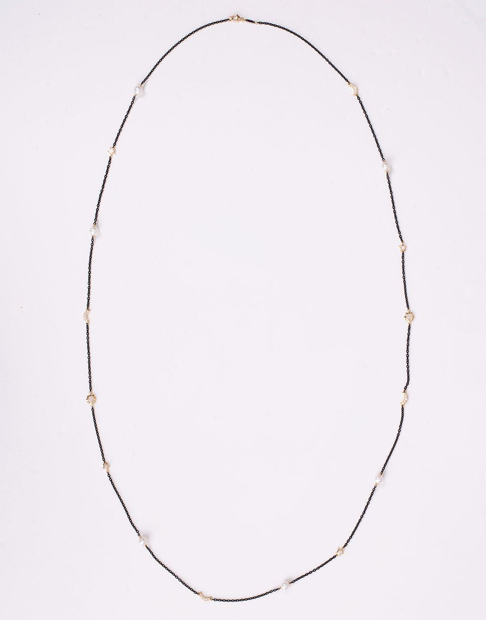 MONICA RICH KOSANN-Pearl Sun Moon Star Wrap Necklace-YELLOW GOLD