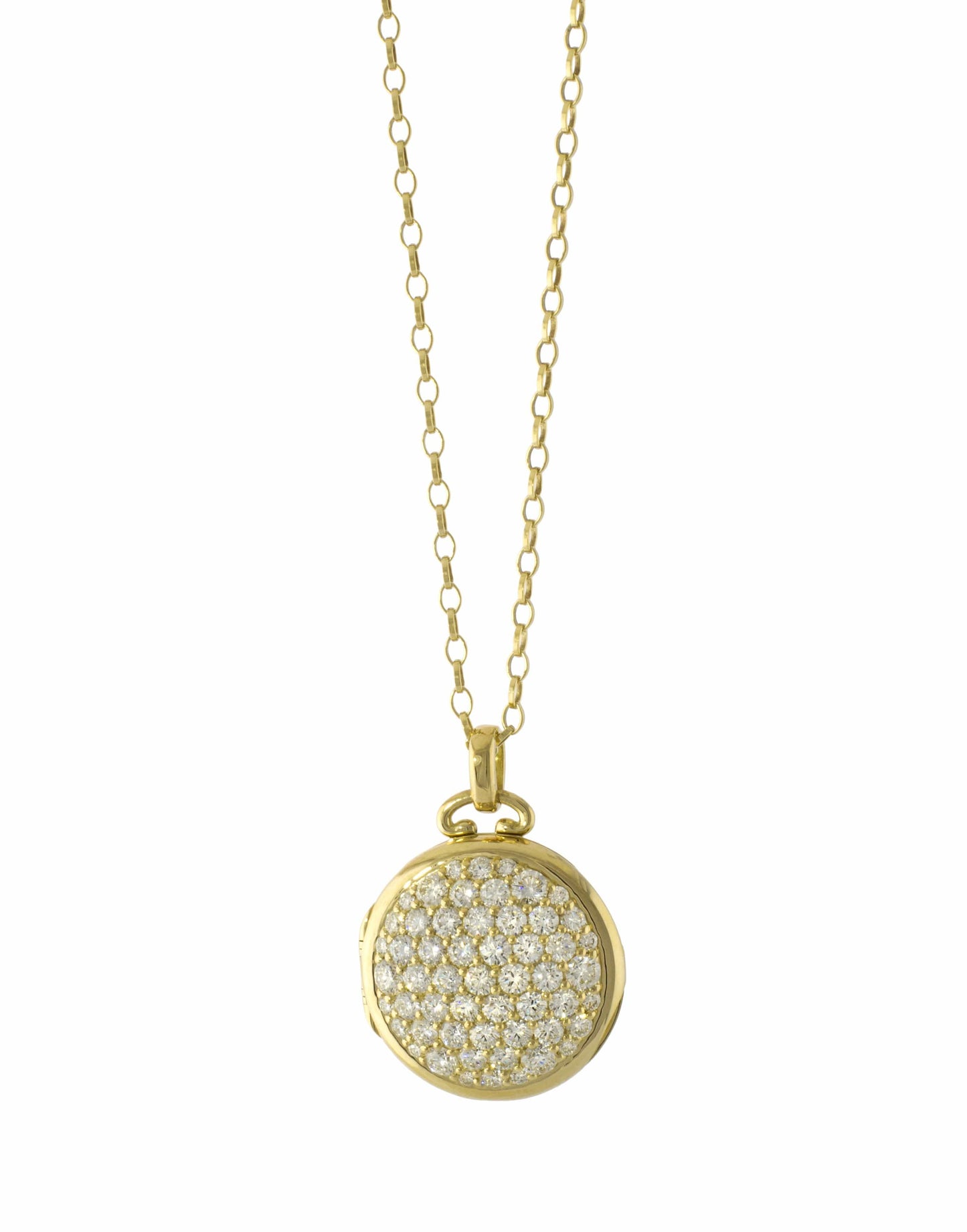 MONICA RICH KOSANN-Perfect Pave Diamond Locket Necklace-YELLOW GOLD