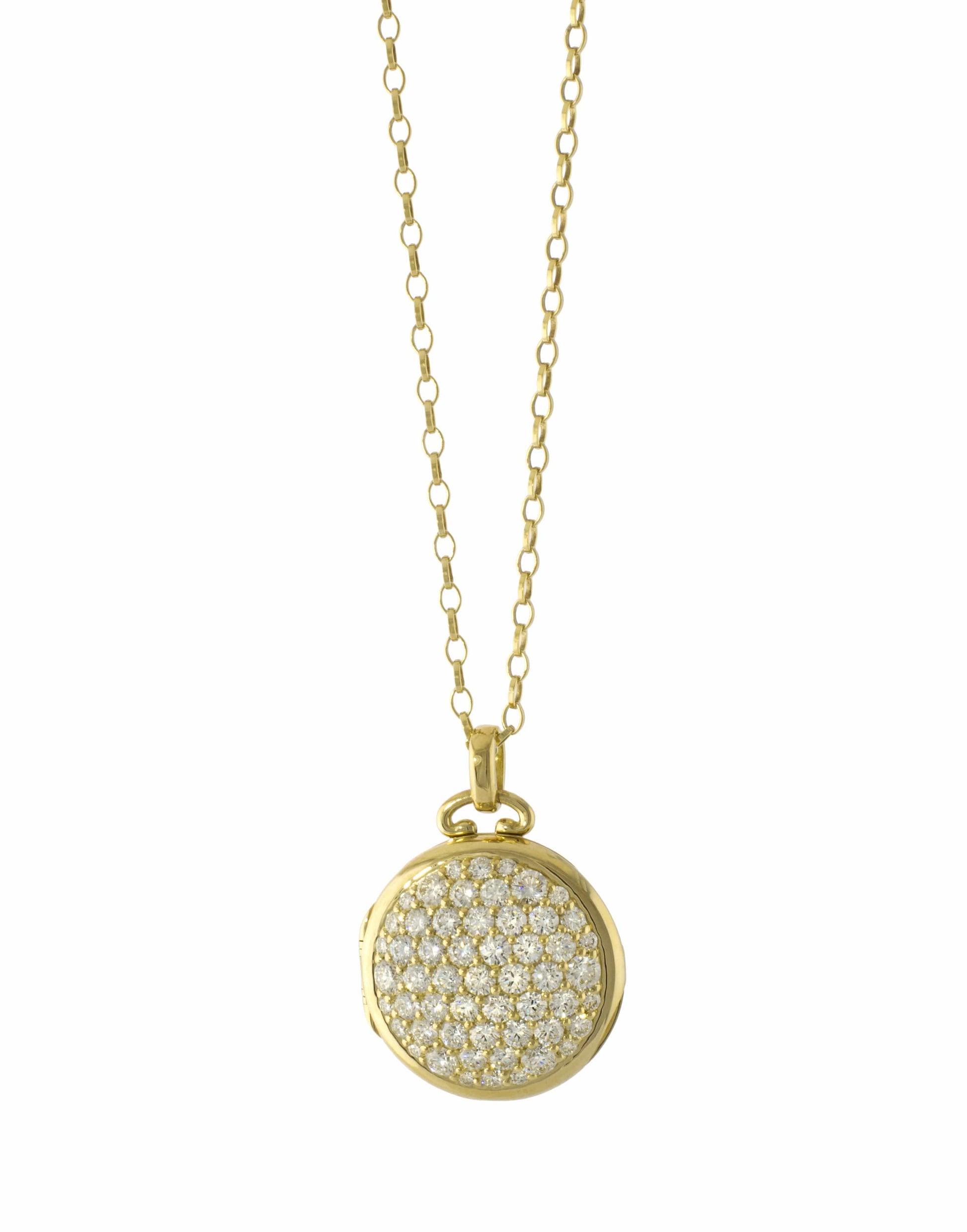 MONICA RICH KOSANN-Perfect Pave Diamond Locket Necklace-YELLOW GOLD