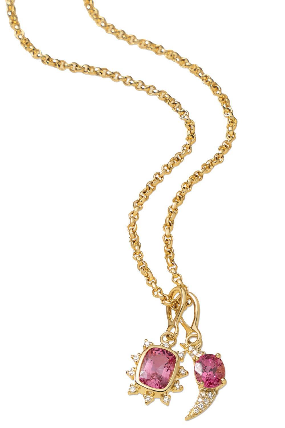 Pink Spinel Star Moon Charm Necklace-YELLOW GOLD-JEWELRYFINE JEWELNECKLACE O-MONICA RICH KOSANN