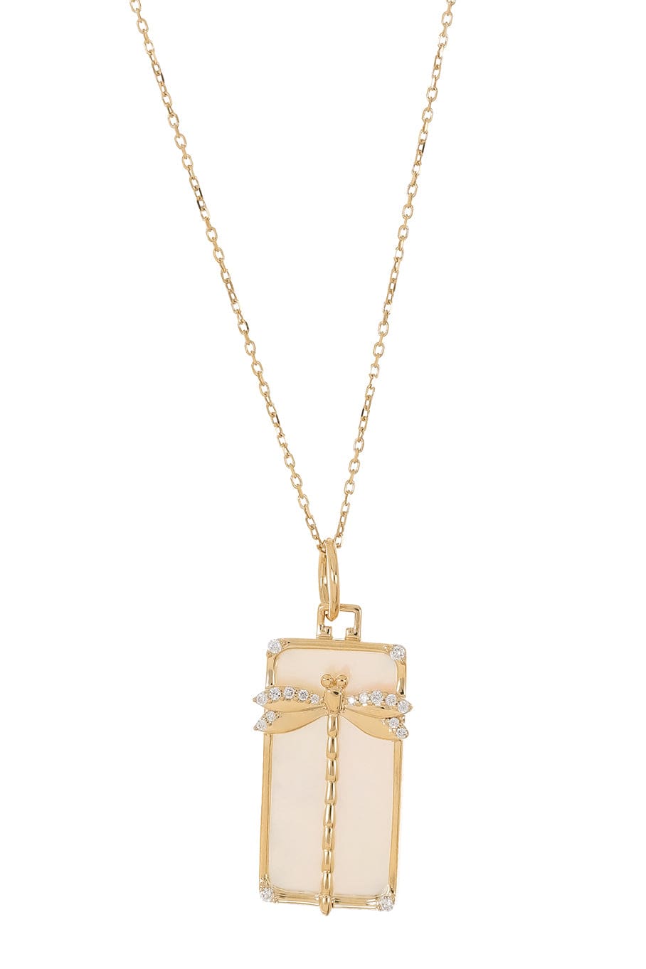 MONICA RICH KOSANN-Rectangular Dragonfly Necklace-YELLOW GOLD