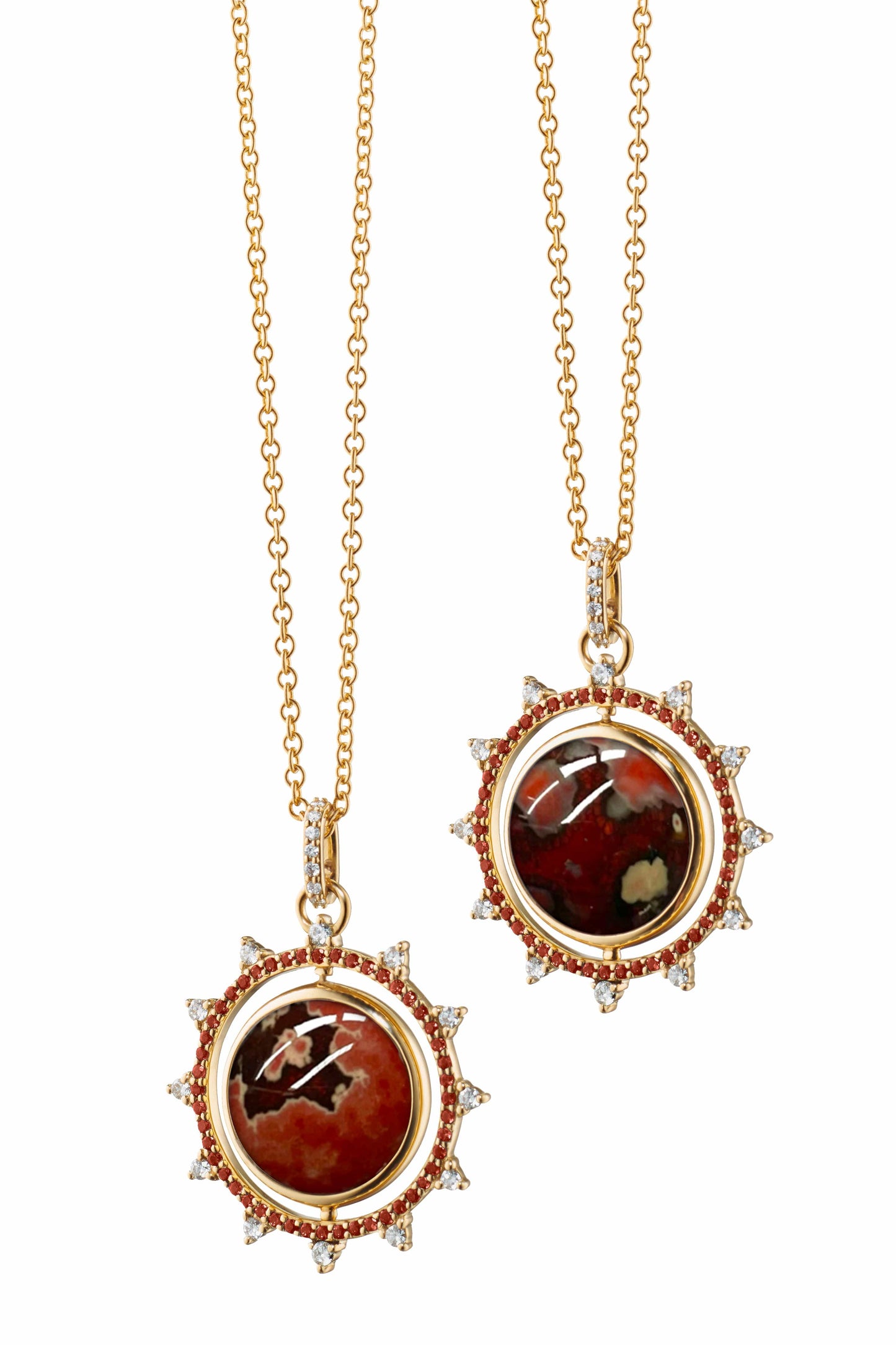 MONICA RICH KOSANN-Red Jasper and Ruby Spinning Eye Necklace-YELLOW GOLD