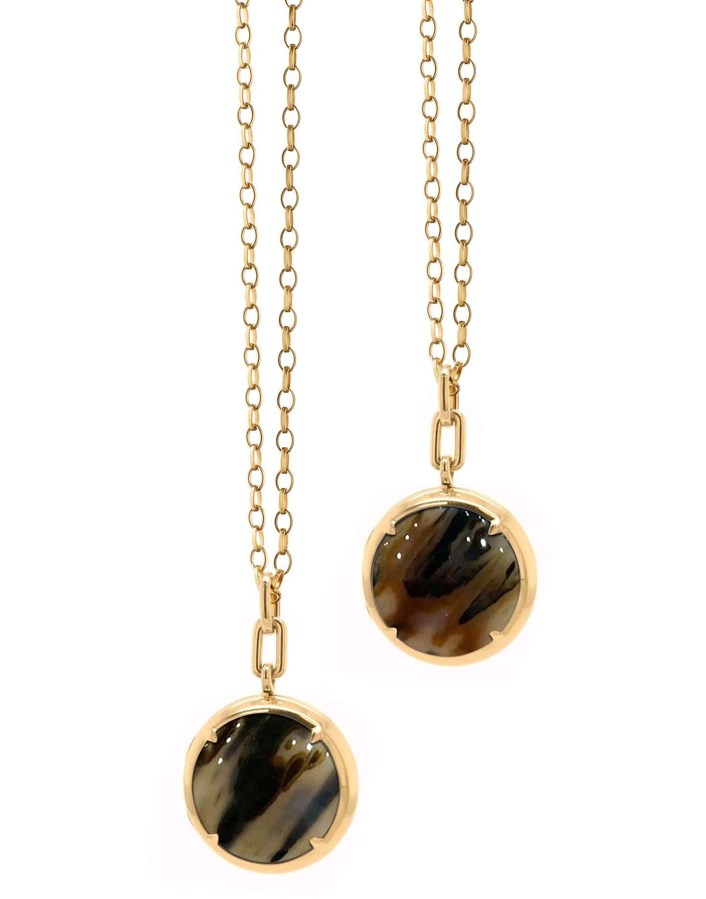 MONICA RICH KOSANN-Round Agate Locket Necklace-YELLOW GOLD
