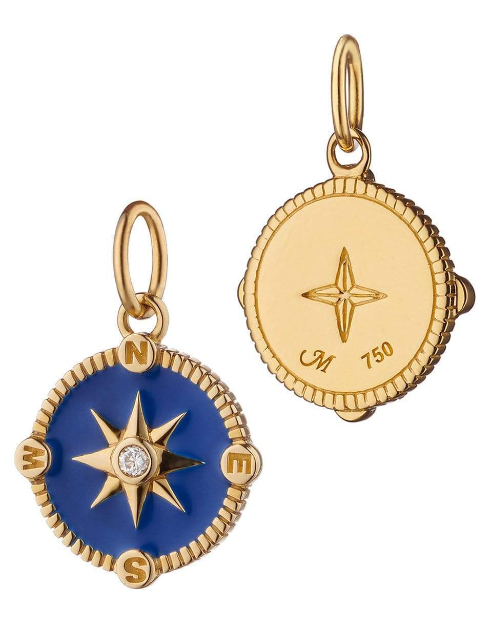 MONICA RICH KOSANN-Royal Blue Enamel Compass Charm-YELLOW GOLD
