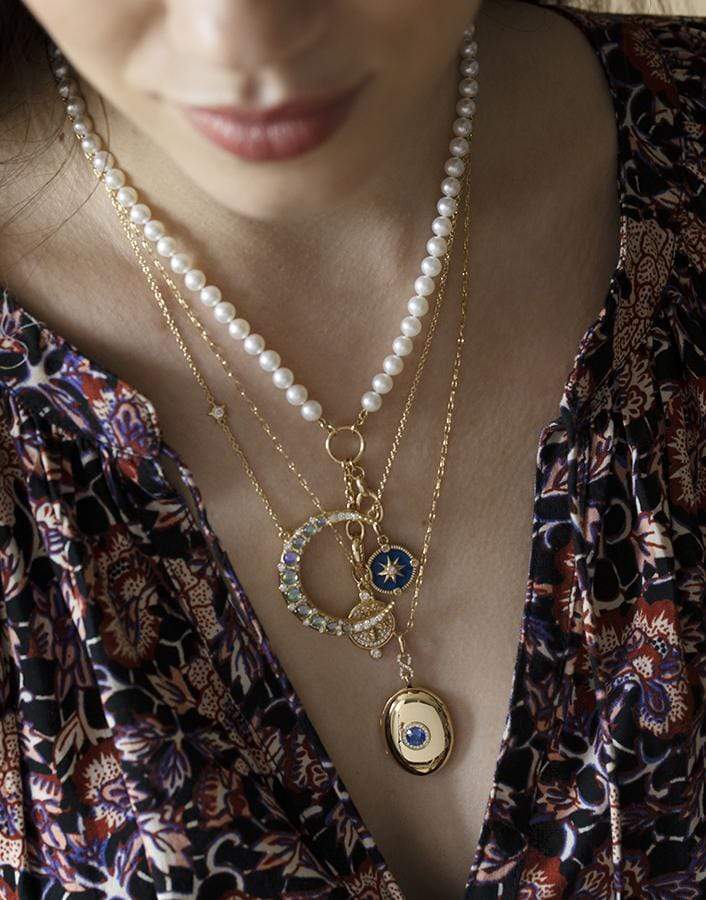 MONICA RICH KOSANN-Sapphire Infinity Oval Locket Necklace-YELLOW GOLD