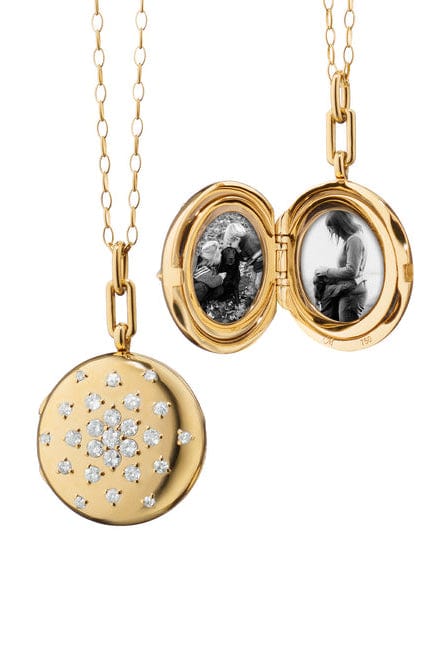 MONICA RICH KOSANN-Scattered Vintage Diamonds Locket-YELLOW GOLD