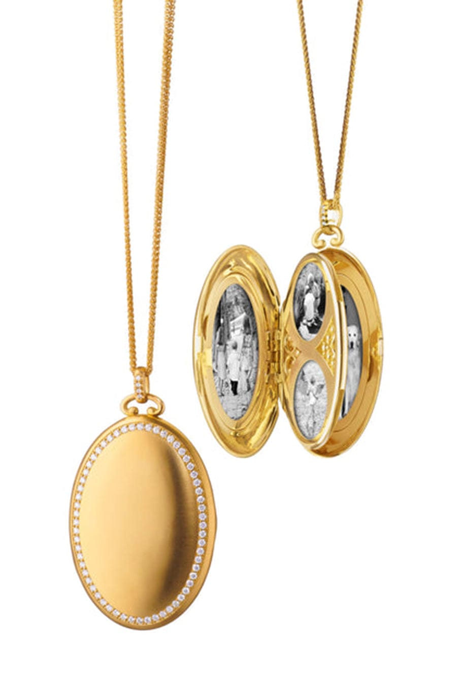 MONICA RICH KOSANN-Six Image Diamond Border Locket Necklace-YELLOW GOLD