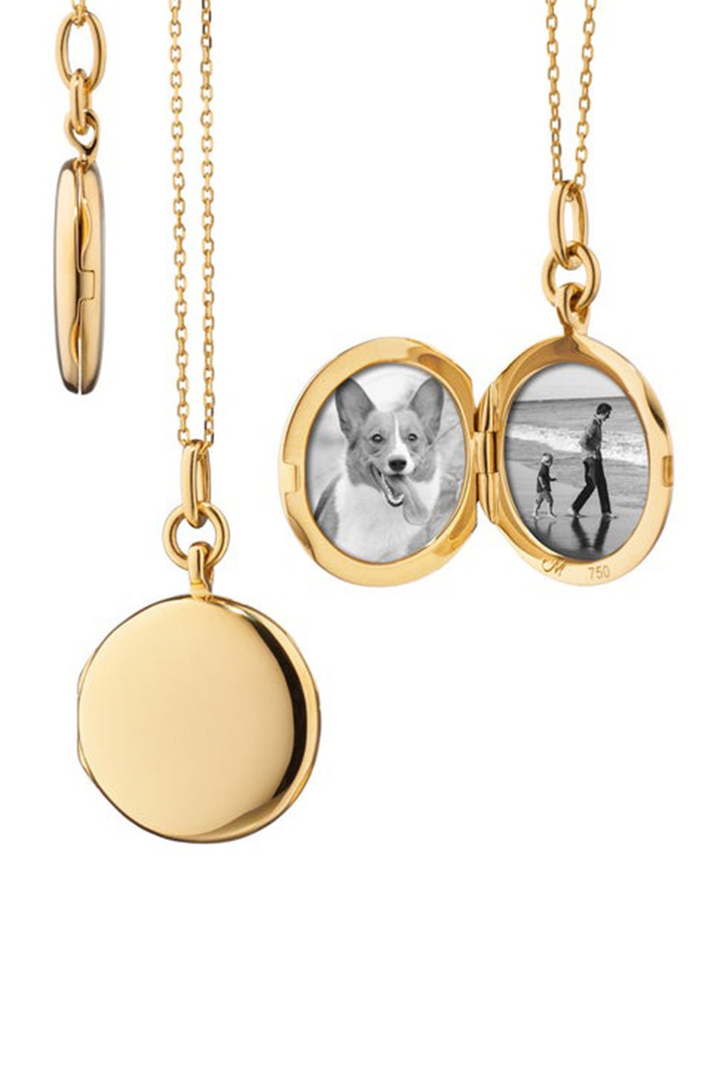 MONICA RICH KOSANN-Slim Quinn Locket Necklace-YELLOW GOLD