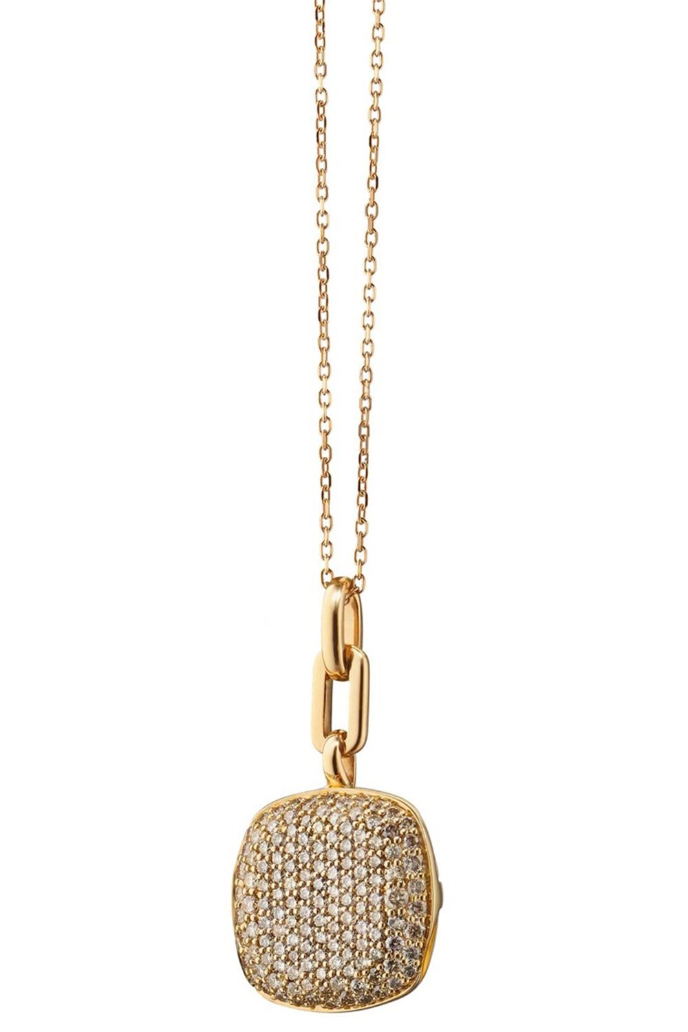 MONICA RICH KOSANN-Slim Rae Diamond Locket Necklace-YELLOW GOLD