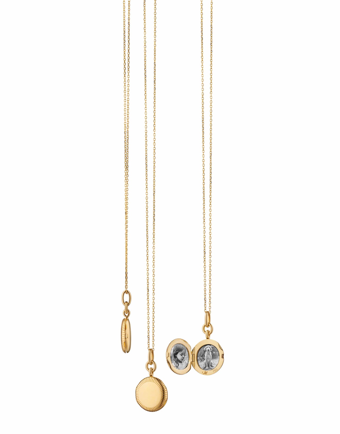 MONICA RICH KOSANN-Slim Round Nan Locket Necklace-YELLOW GOLD