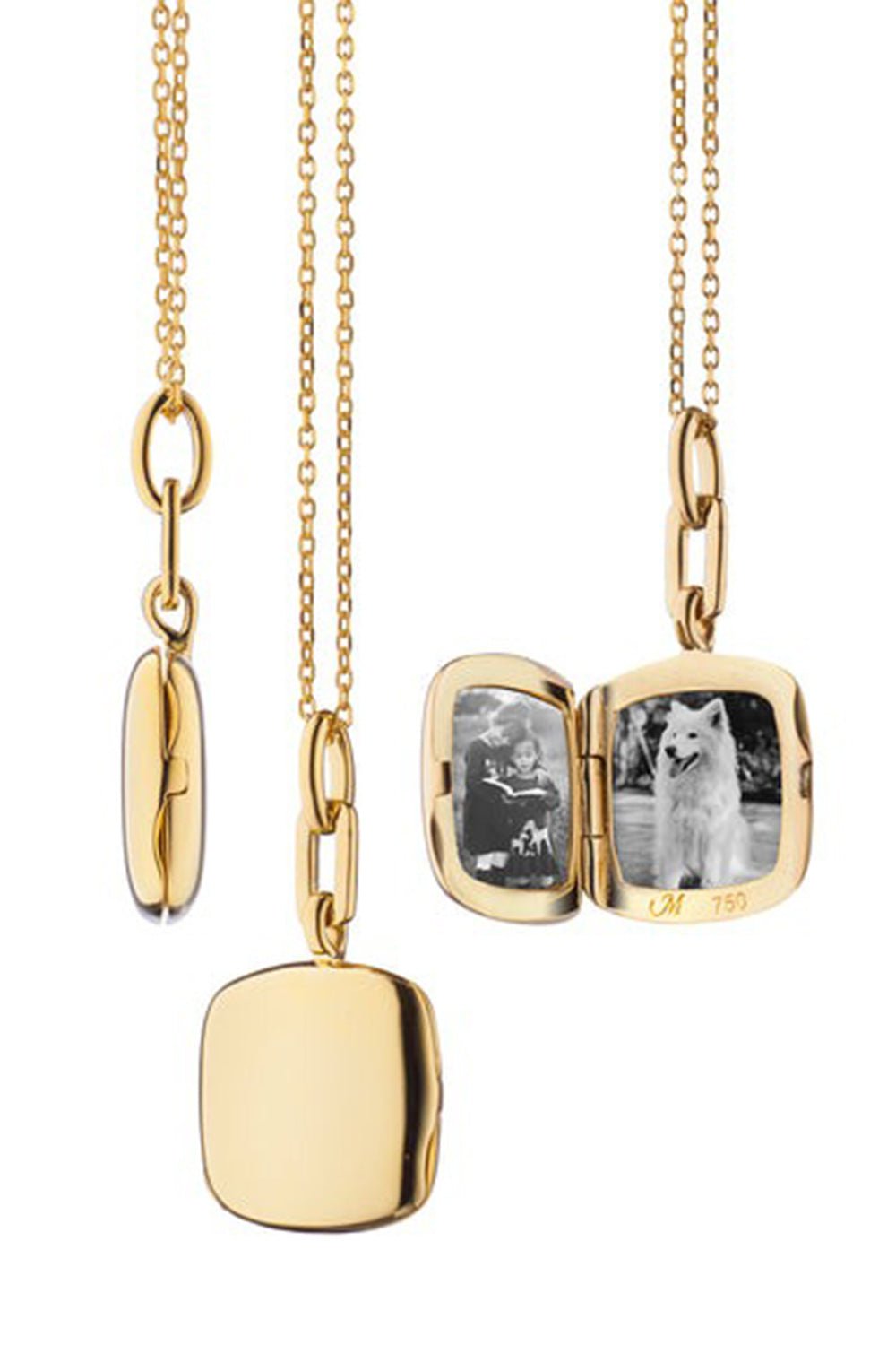 MONICA RICH KOSANN-Slim Viv Locket Necklace-YELLOW GOLD