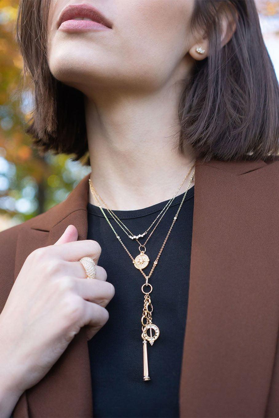 MONICA RICH KOSANN-Small Sundial Charm Necklace-YELLOW GOLD