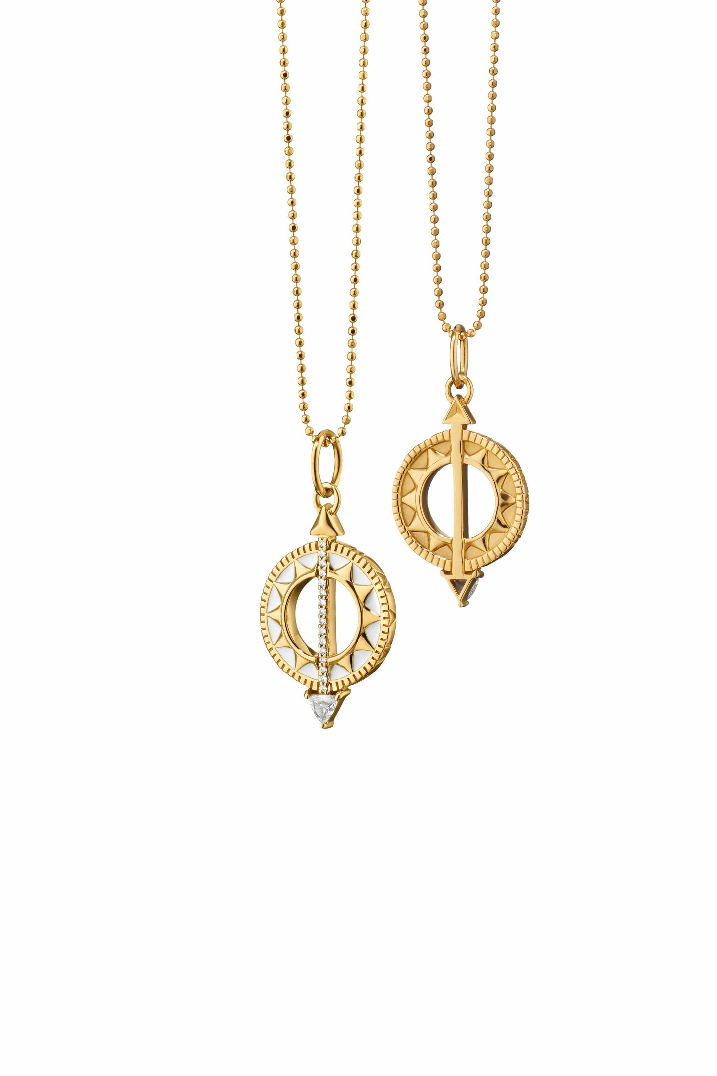 MONICA RICH KOSANN-Small Sundial Charm Necklace-YELLOW GOLD