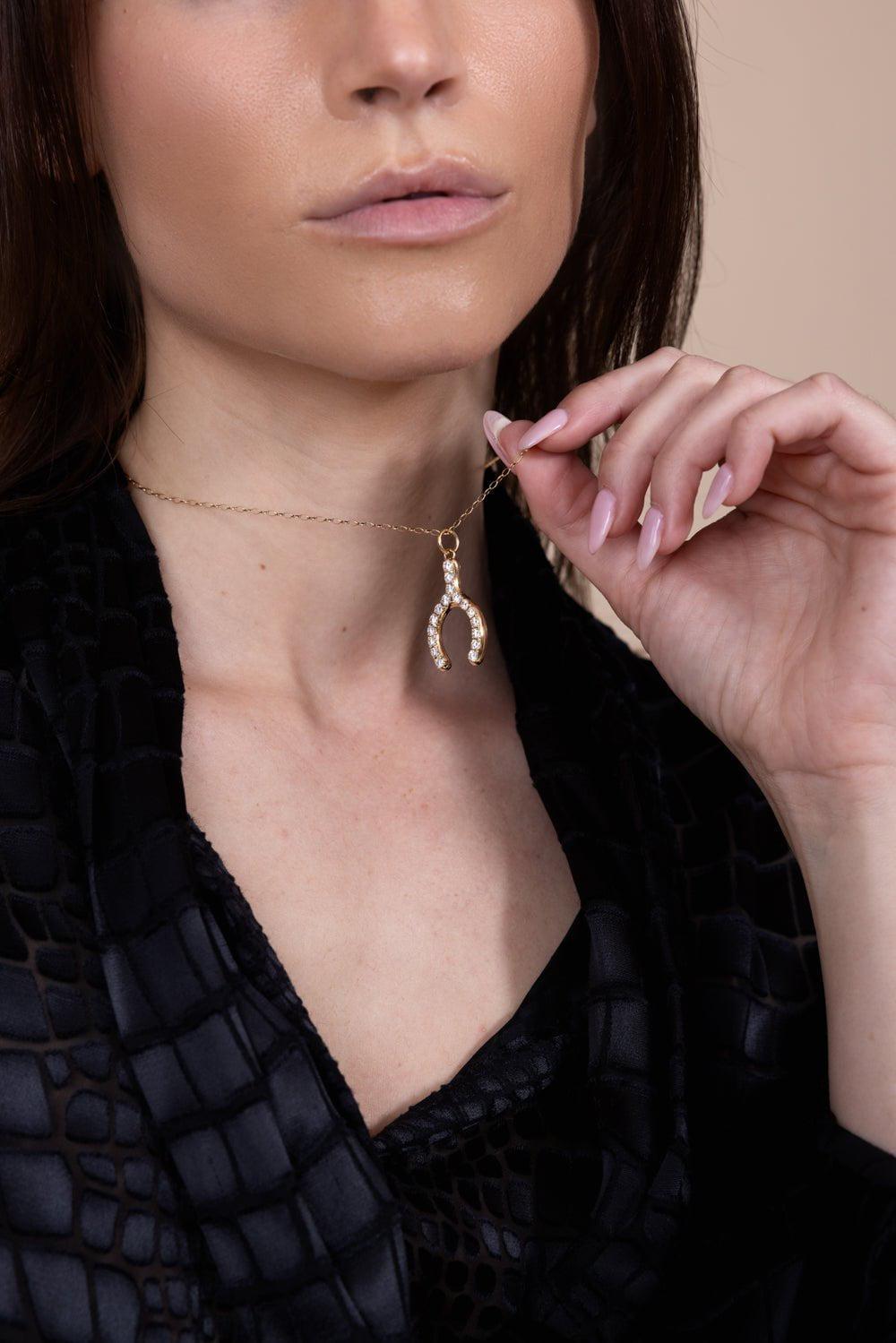 MONICA RICH KOSANN-Special Edition Wishbone Pendant Necklace-YELLOW GOLD