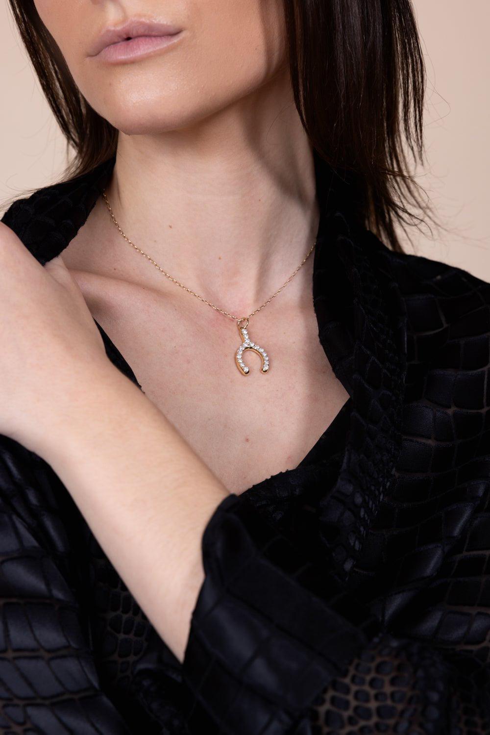 MONICA RICH KOSANN-Special Edition Wishbone Pendant Necklace-YELLOW GOLD