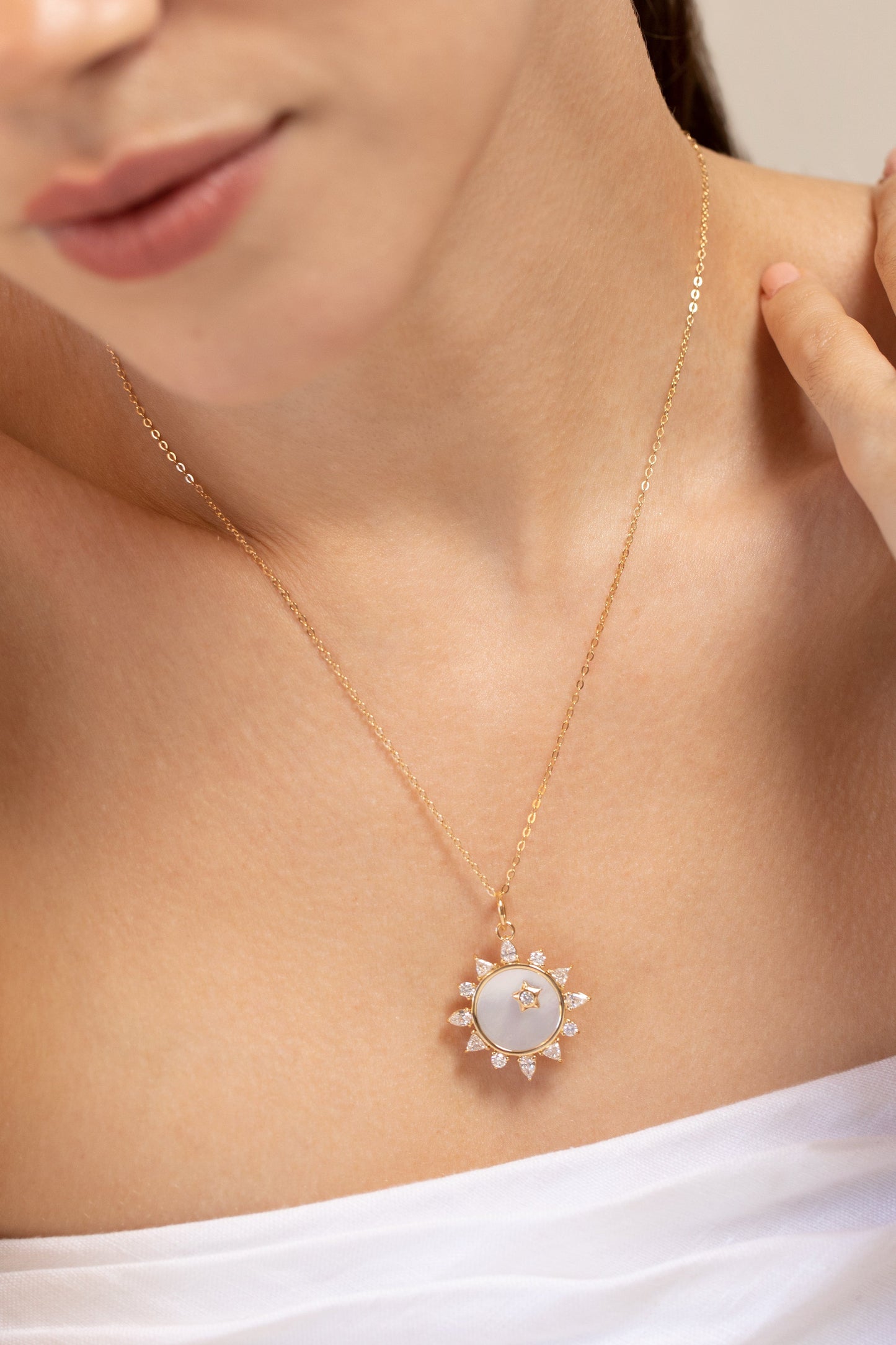 MONICA RICH KOSANN-Sun Charm Necklace-YELLOW GOLD