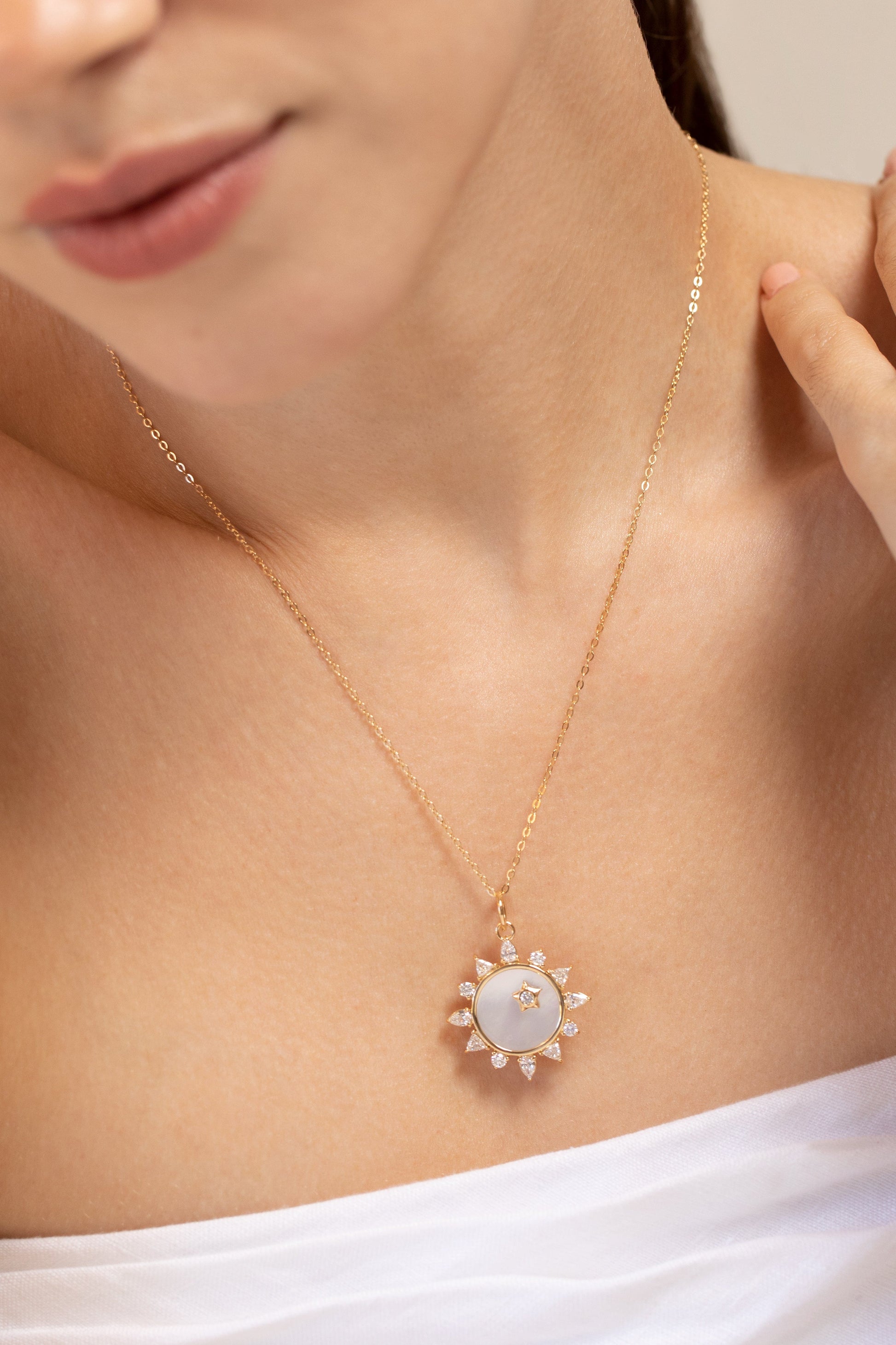 MONICA RICH KOSANN-Sun Charm Necklace-YELLOW GOLD