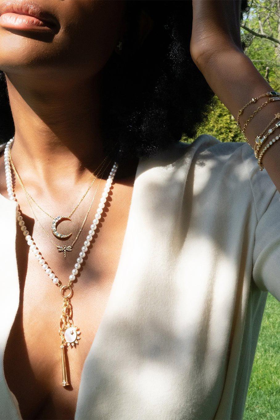 MONICA RICH KOSANN-Sun Charm Necklace-YELLOW GOLD