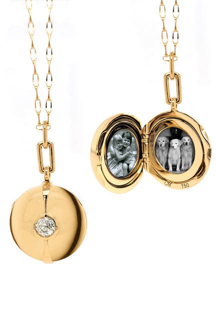 MONICA RICH KOSANN-Vintage Diamond Locket Necklace-YELLOW GOLD